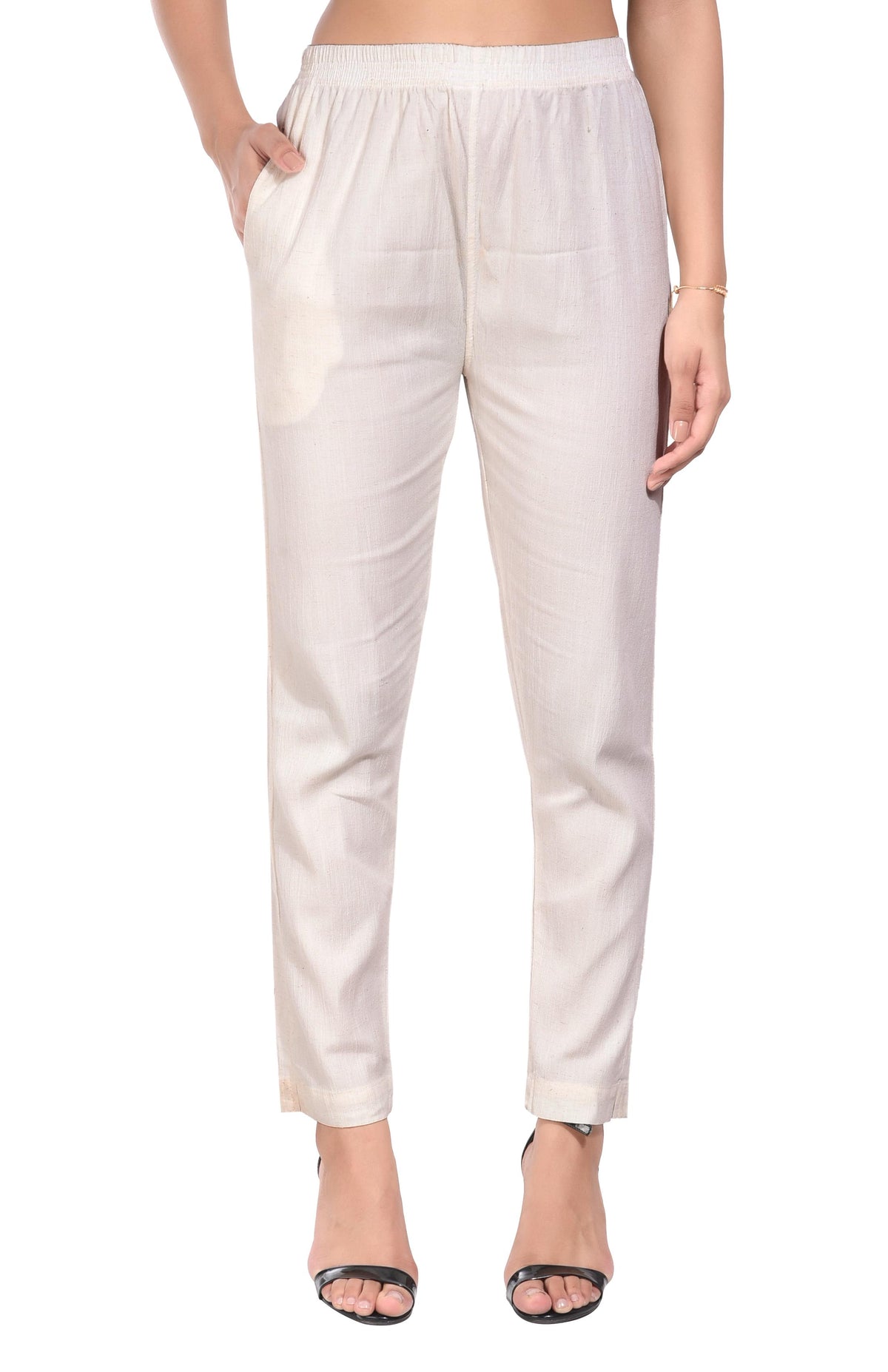 White Liva Pocket Pant for Women
