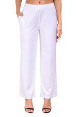 White Wide Leg Pocket Pant for Women