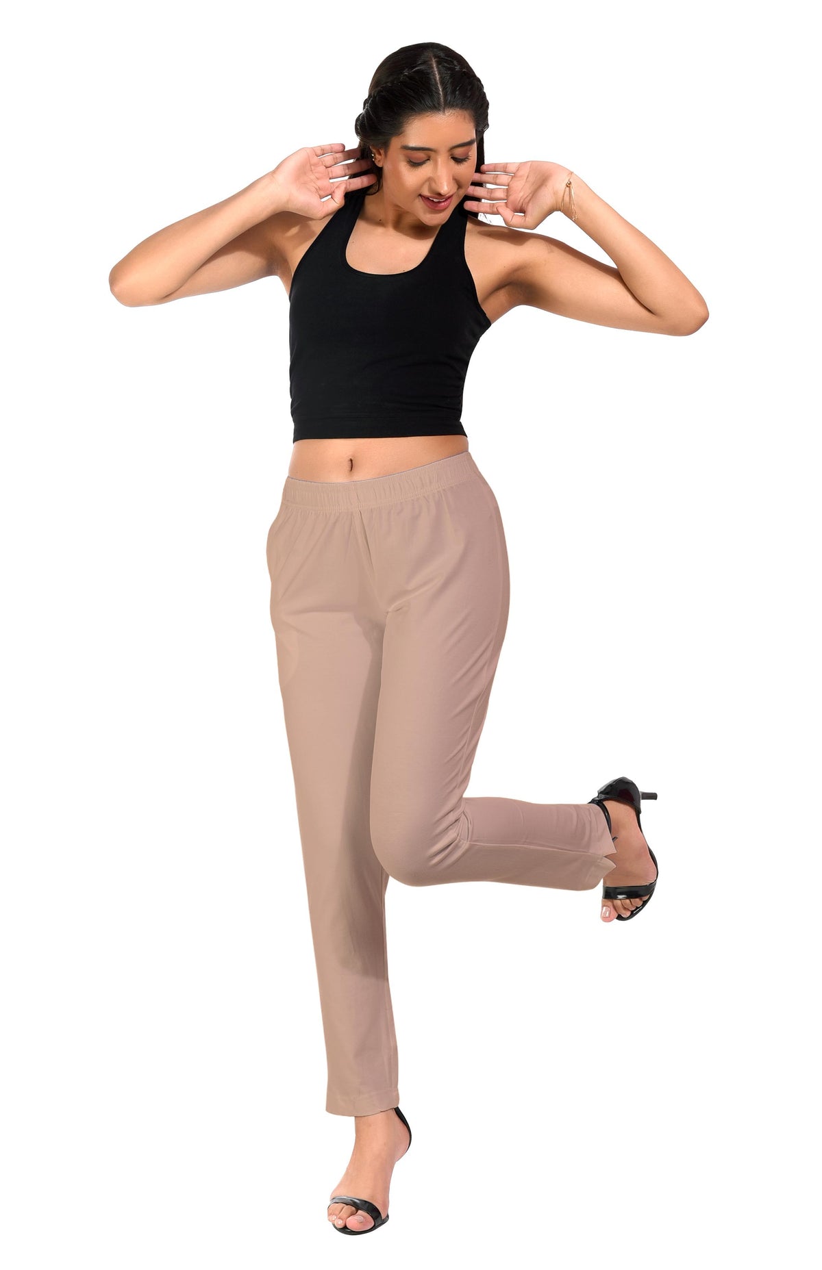 Beige Pocket Pants for Women