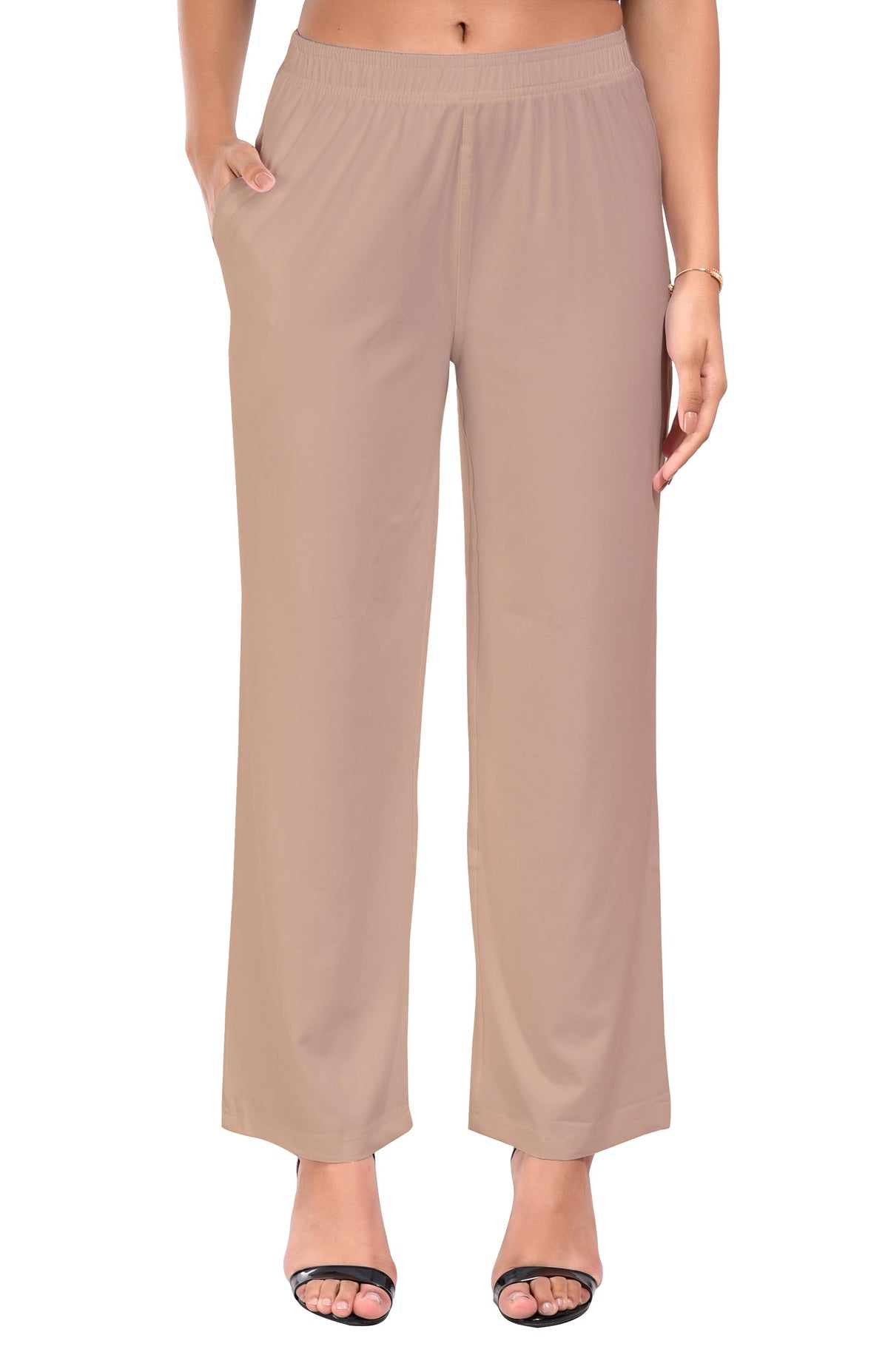 Beige Wide Leg Pocket Pant for Women