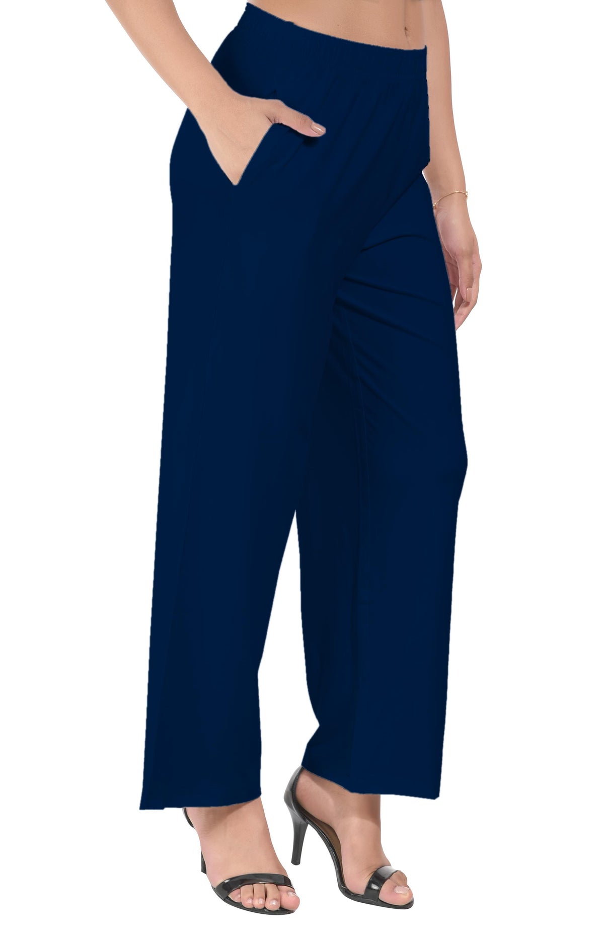 Navy Blue Wide Leg Pocket Pant for Women