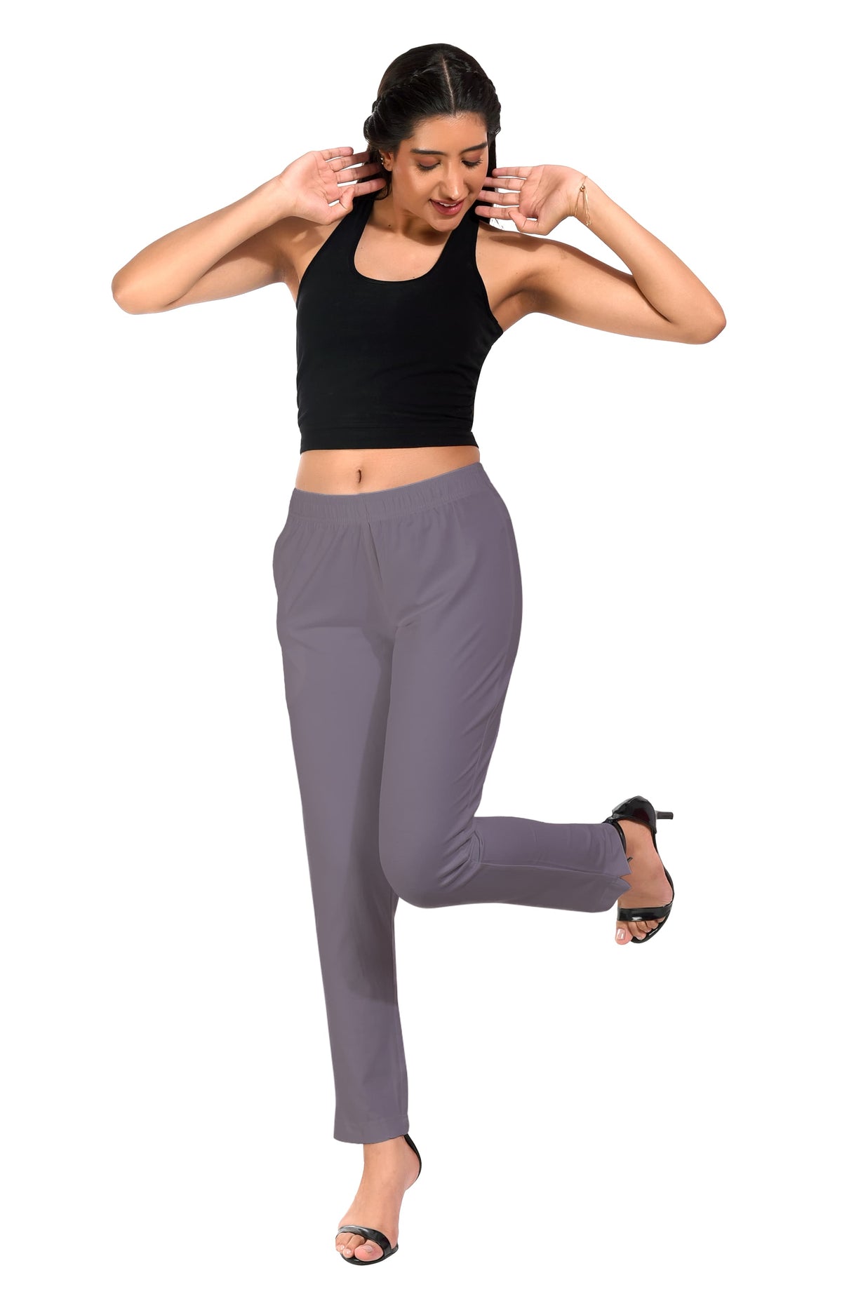 Light Grey Pocket Pants for Women