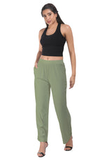 Mehandi Green Wide Leg Pocket Pant for Women