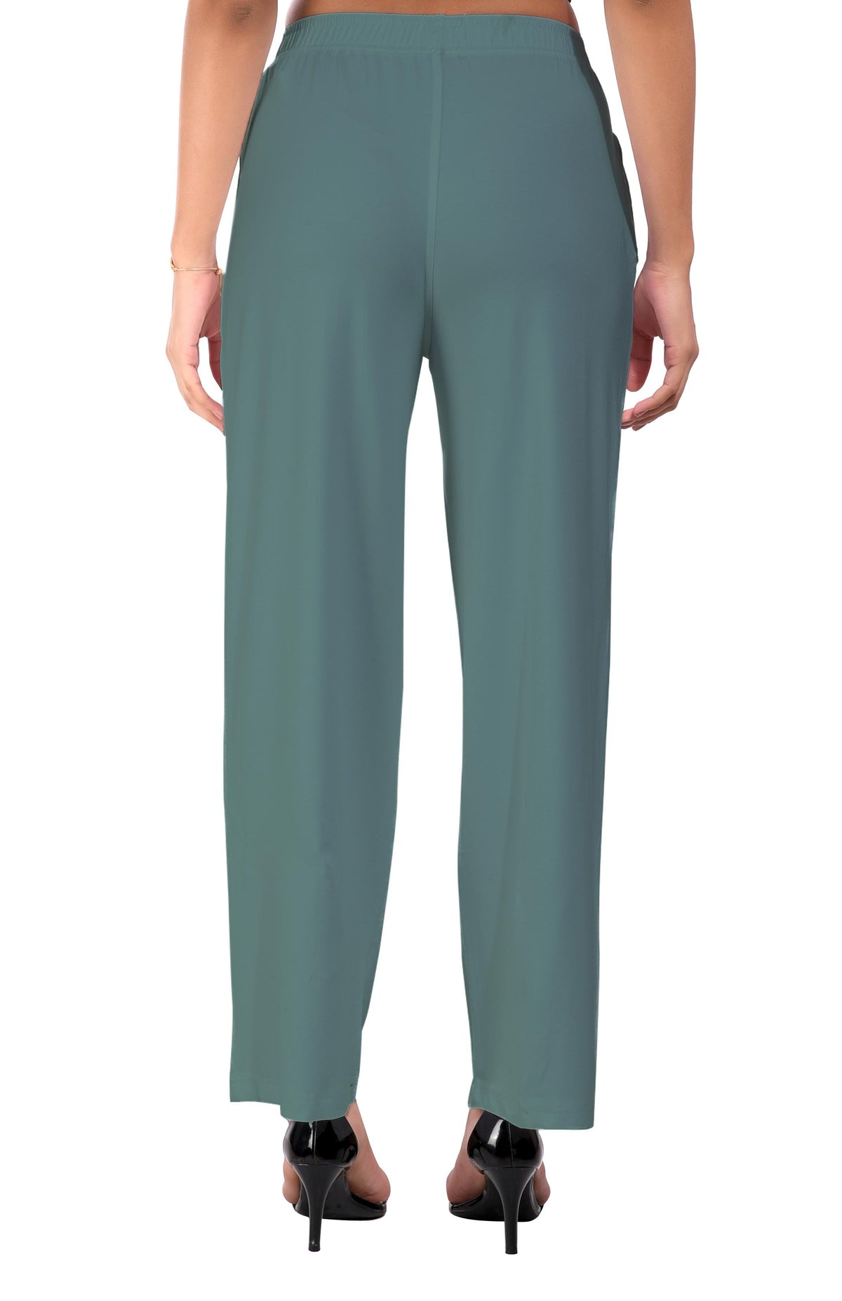 Dark Sea Green Wide Leg Pocket Pant for Women