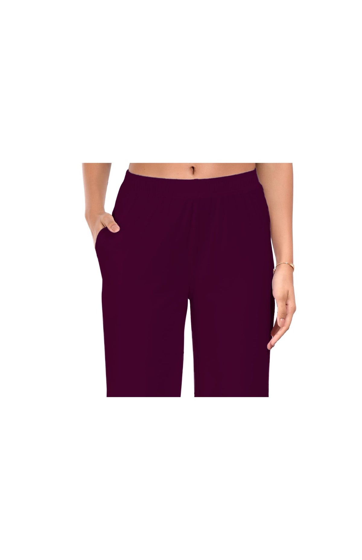 Wine Wide Leg Pocket Pant for Women