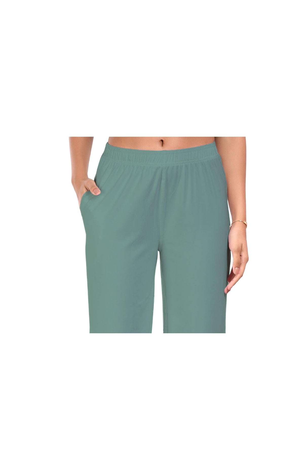Sea Green Wide Leg Pocket Pant for Women