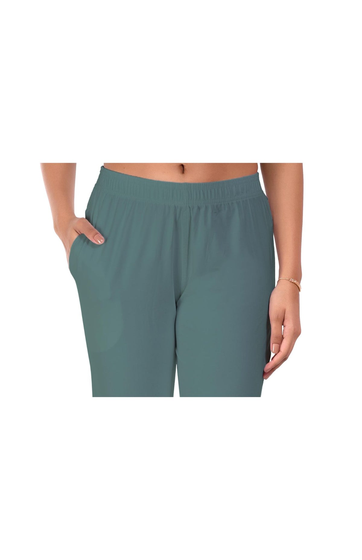 Dark Sea Green Pocket Pants for Women