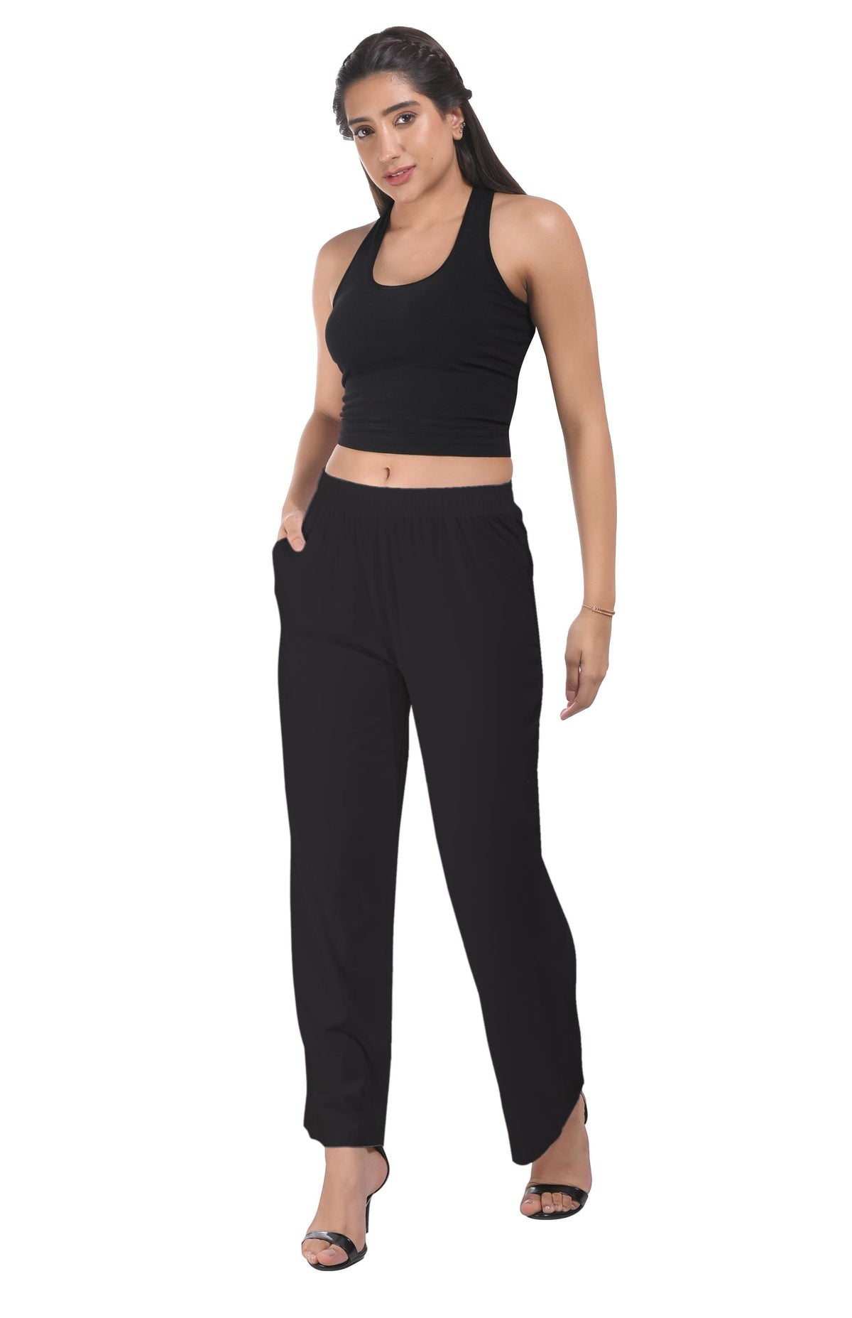 Black Wide Leg Pocket Pant for Women