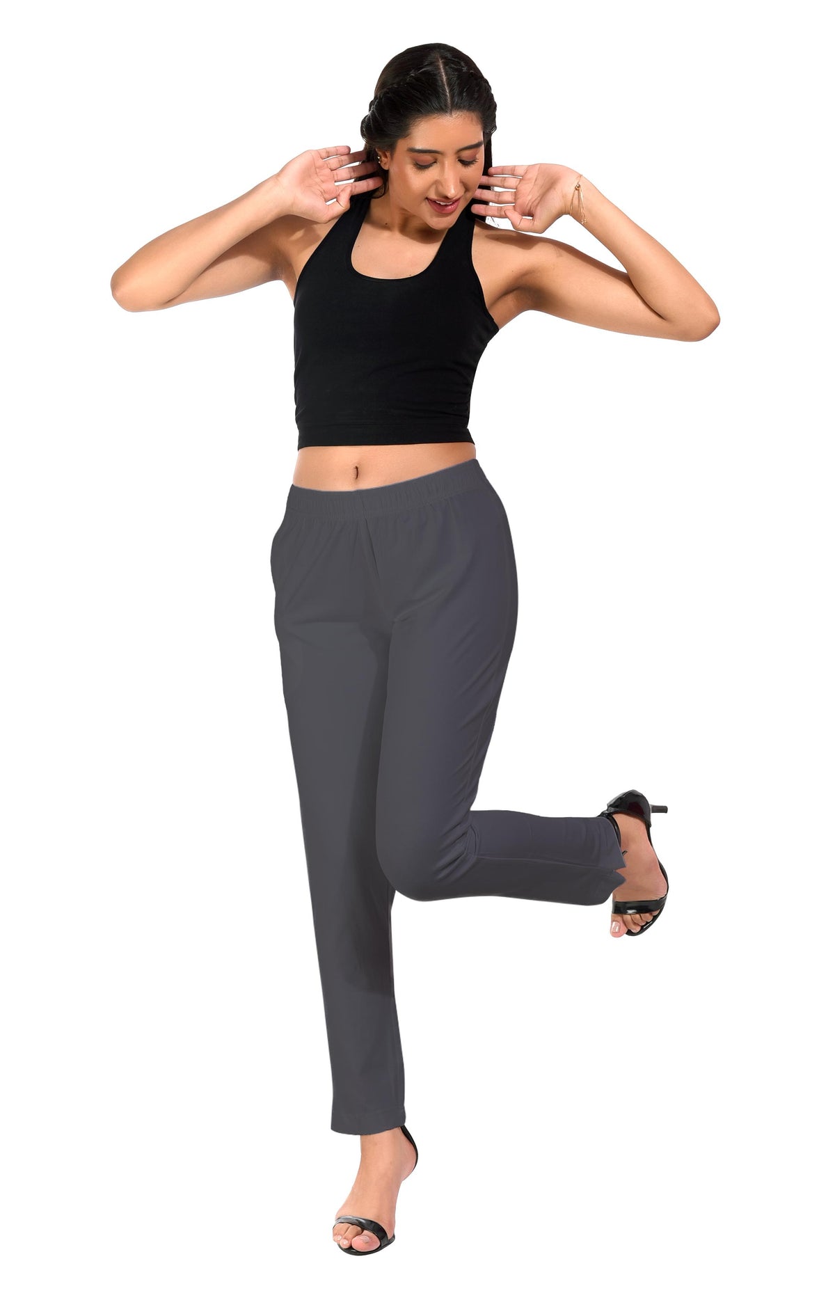 Dark Grey Pocket Pants for Women