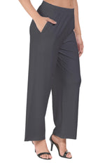 Dark Grey Wide Leg Pocket Pant for Women