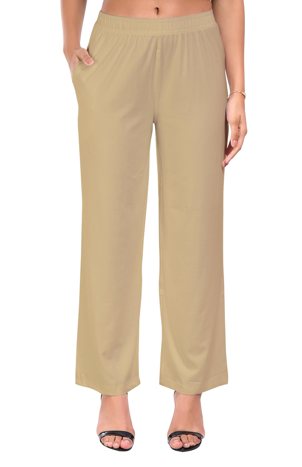 Light Gold Wide Leg Pocket Pant for Women