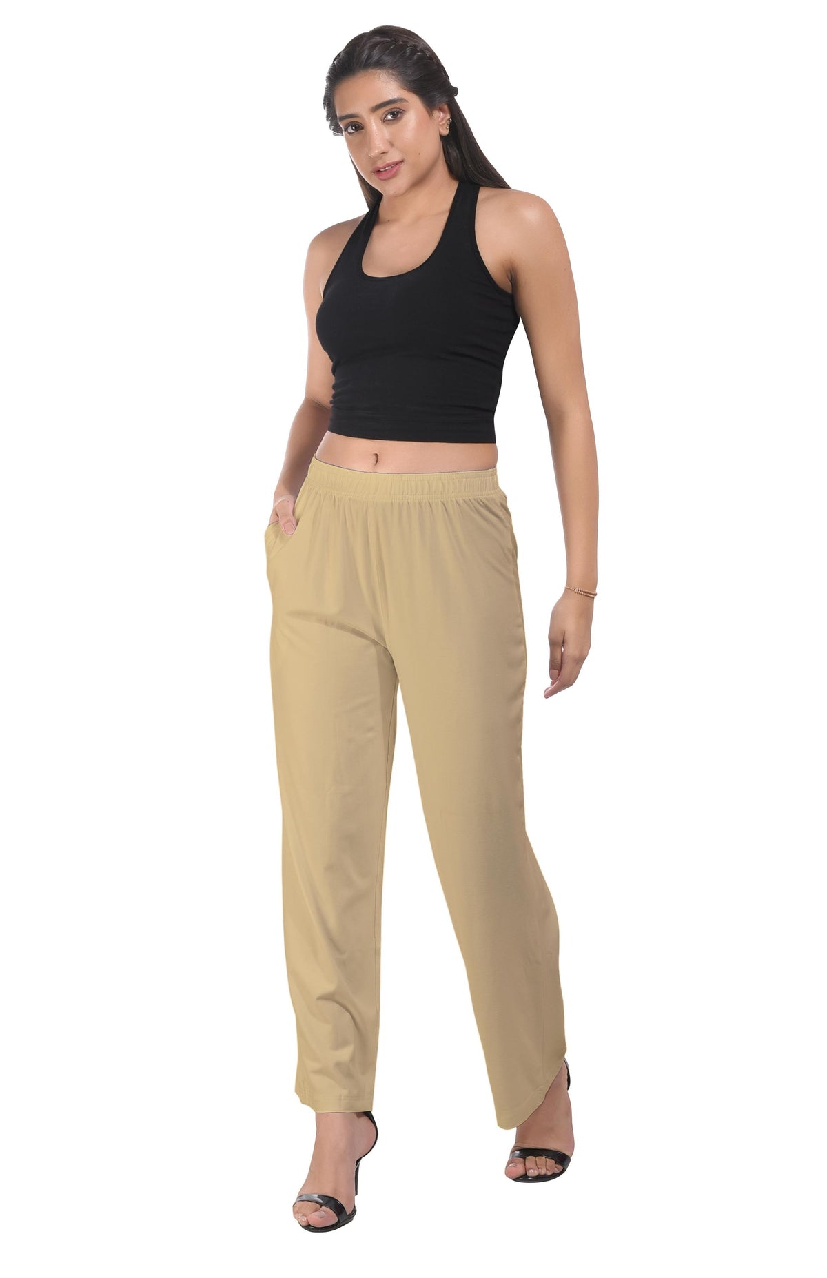 Light Gold Wide Leg Pocket Pant for Women