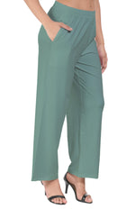 Sea Green Wide Leg Pocket Pant for Women