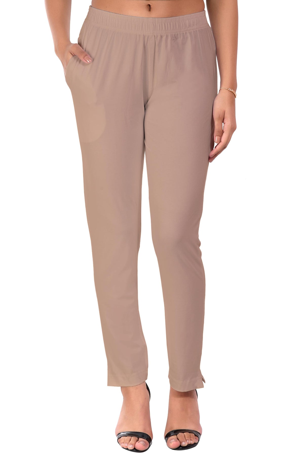 Beige Pocket Pants for Women