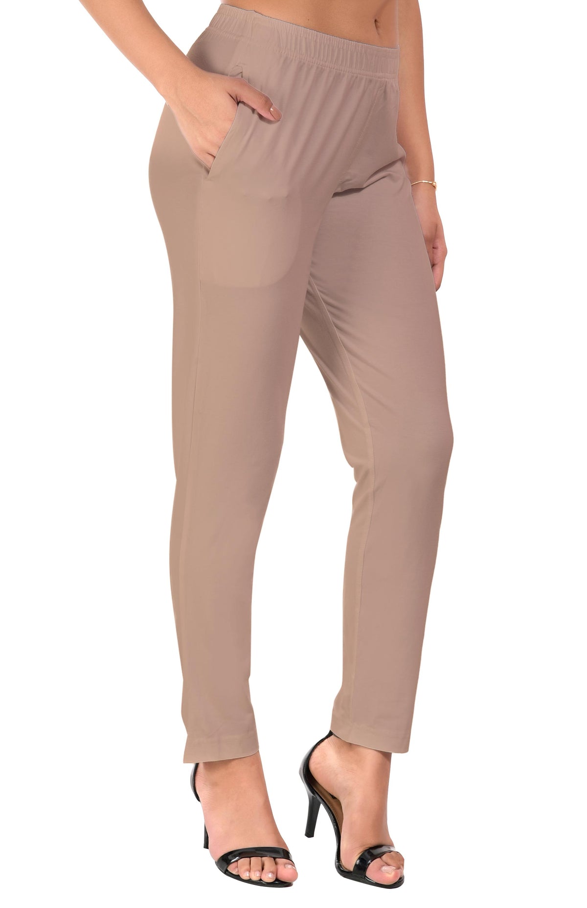 Beige Pocket Pants for Women