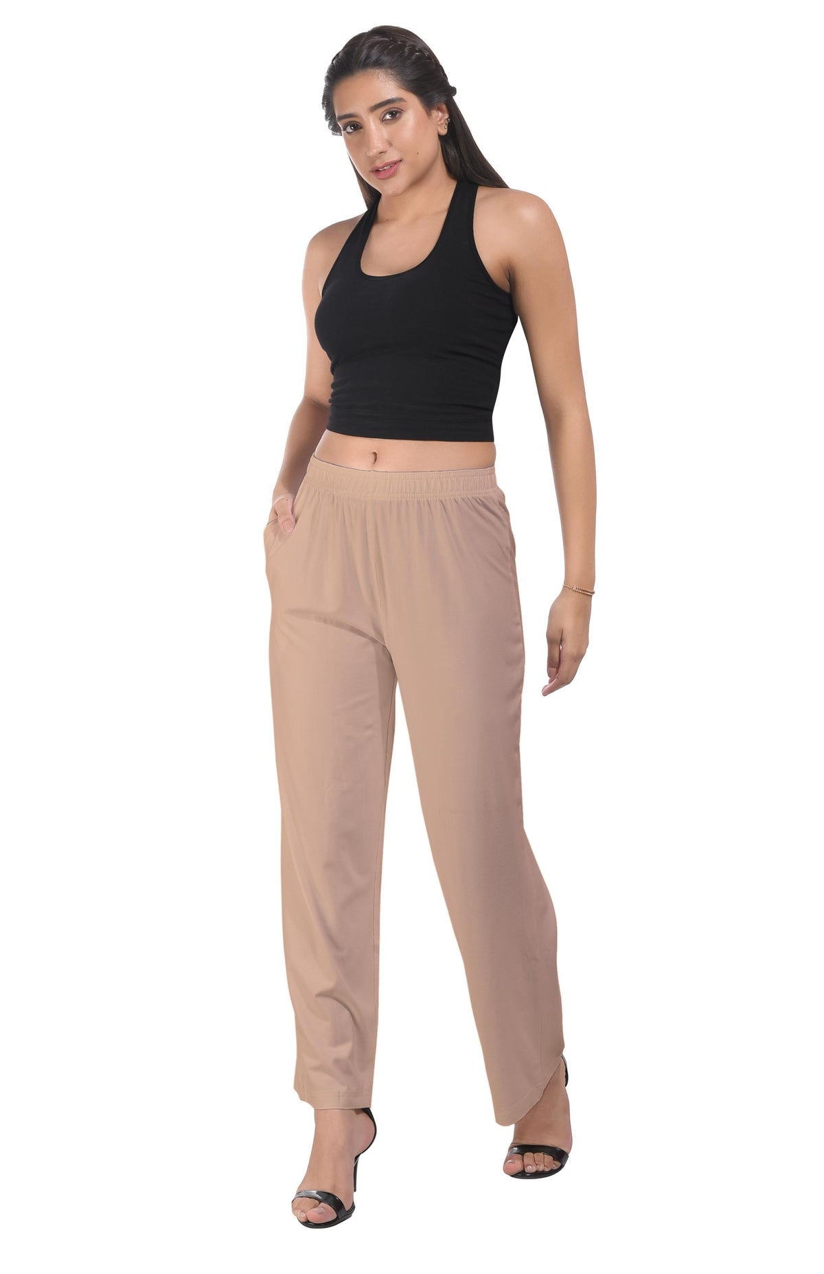 Beige Wide Leg Pocket Pant for Women