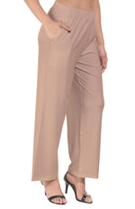 Beige Wide Leg Pocket Pant for Women