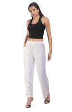 Cream Wide Leg Pocket Pant for Women
