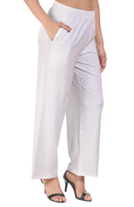 Cream Wide Leg Pocket Pant for Women