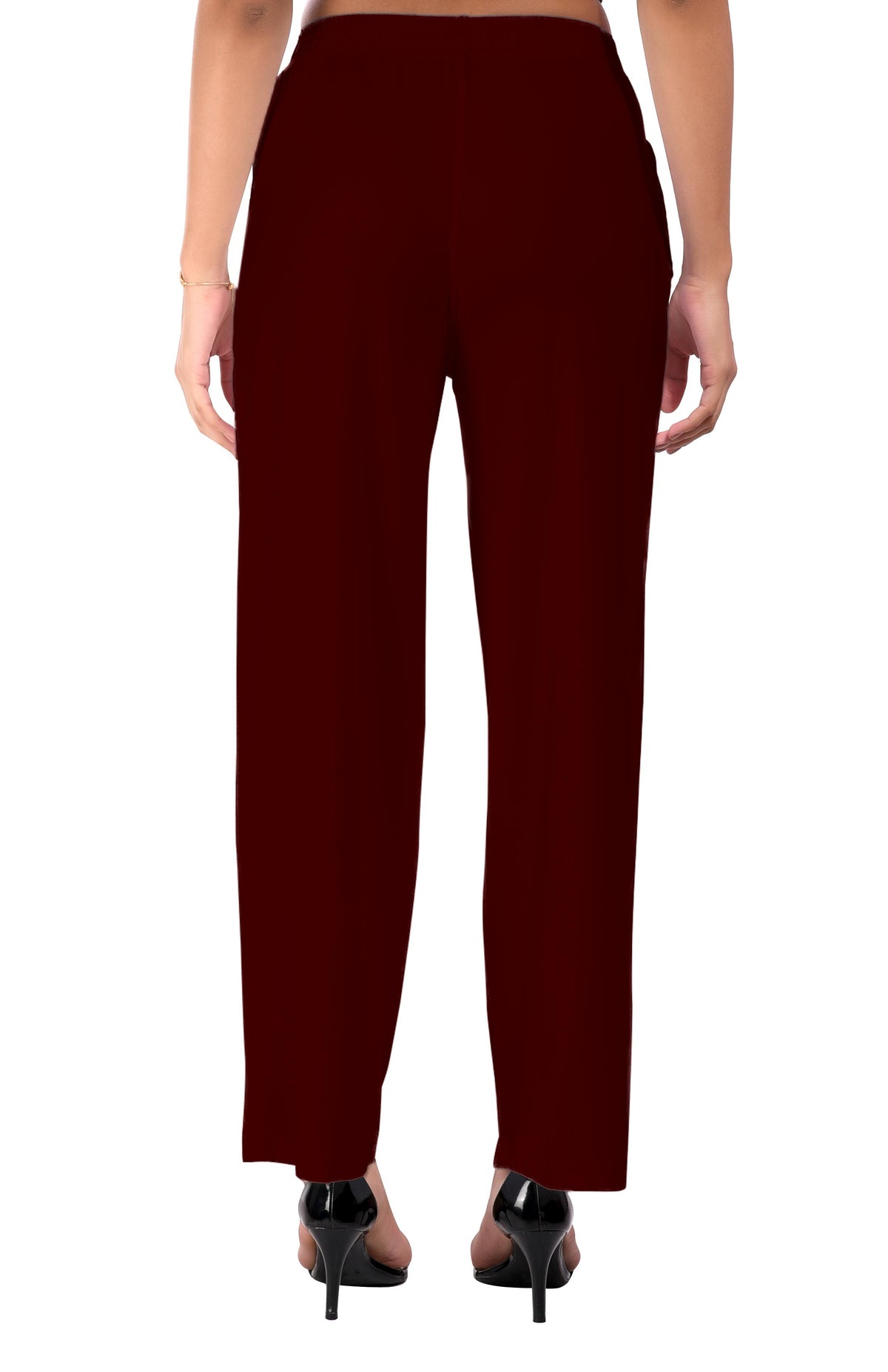 Deep Wine Wide Leg Pocket Pant for Women