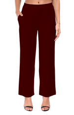 Deep Wine Wide Leg Pocket Pant for Women