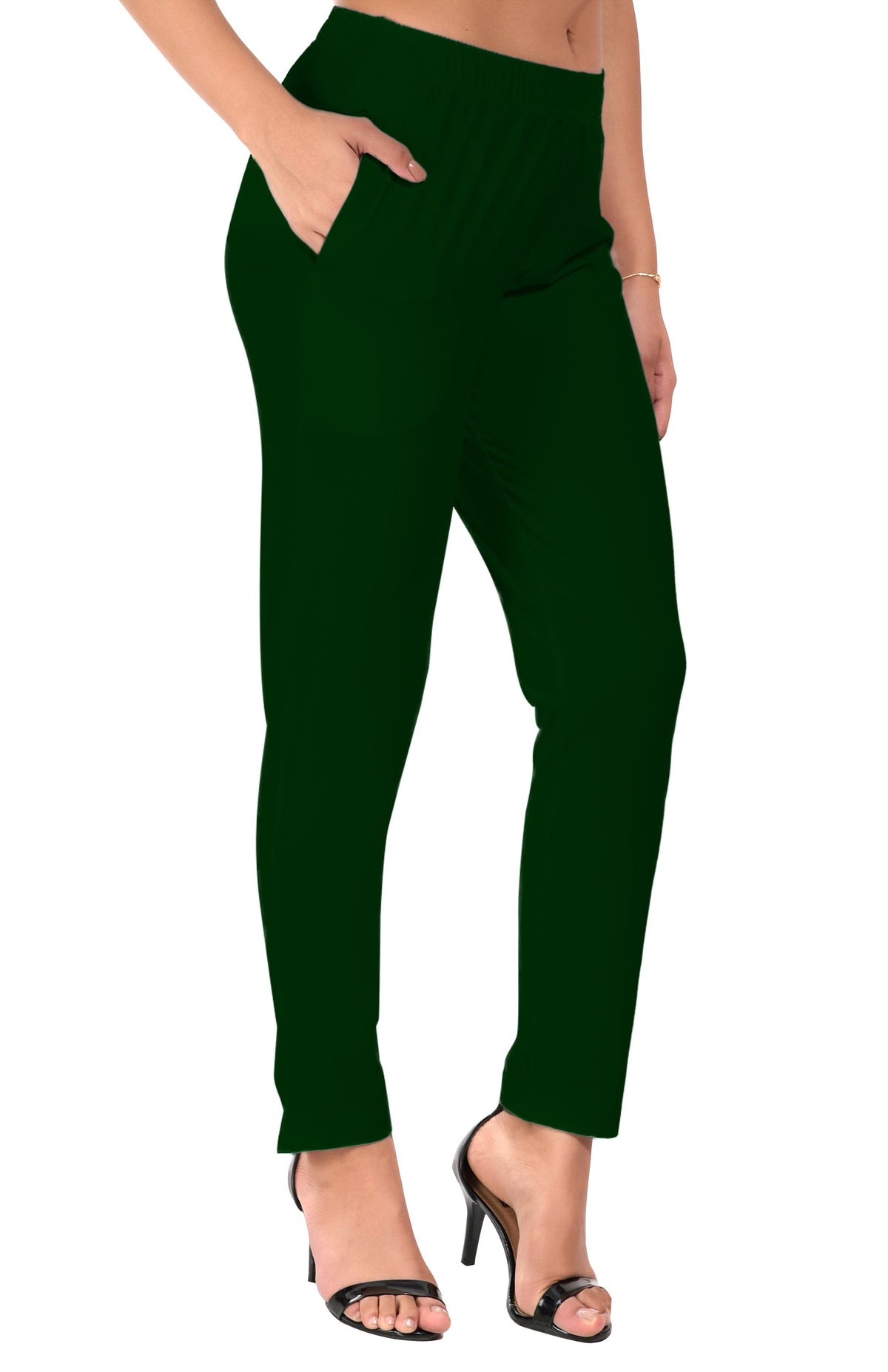 Bottle Green Pocket Pants for Women