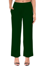 Bottle Green Wide Leg Pocket Pant for Women