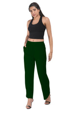 Bottle Green Wide Leg Pocket Pant for Women