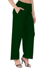 Bottle Green Wide Leg Pocket Pant for Women