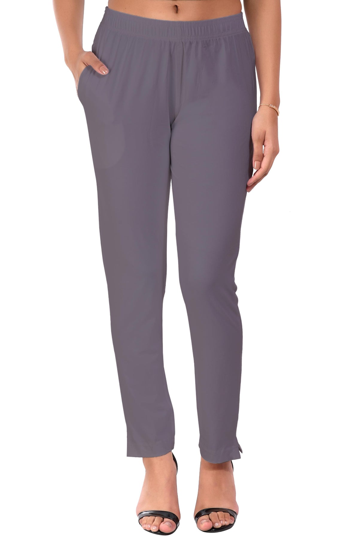 Light Grey Pocket Pants for Women