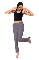 Light Grey Pocket Pants for Women