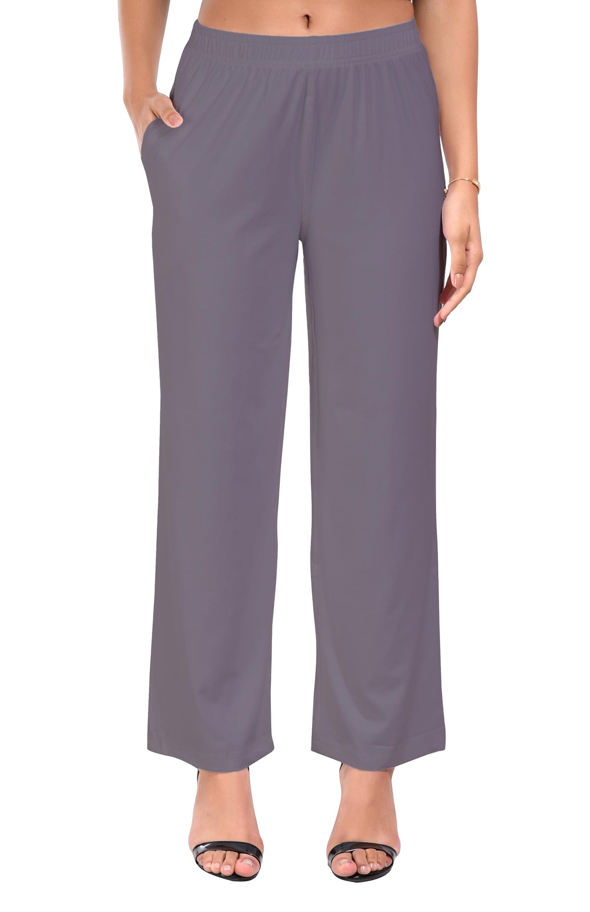 Light Grey Wide Leg Pocket Pant for Women