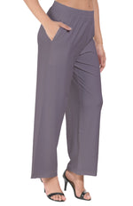 Light Grey Wide Leg Pocket Pant for Women