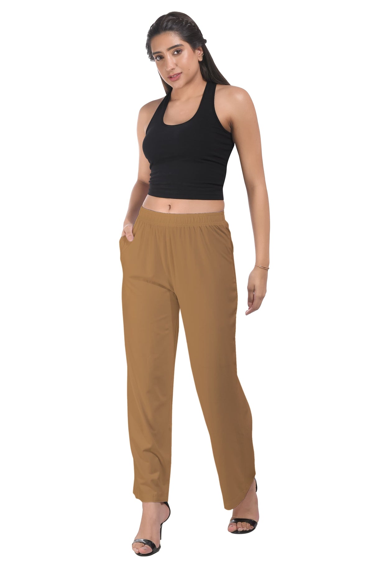 Gold Wide Leg Pocket Pant for Women