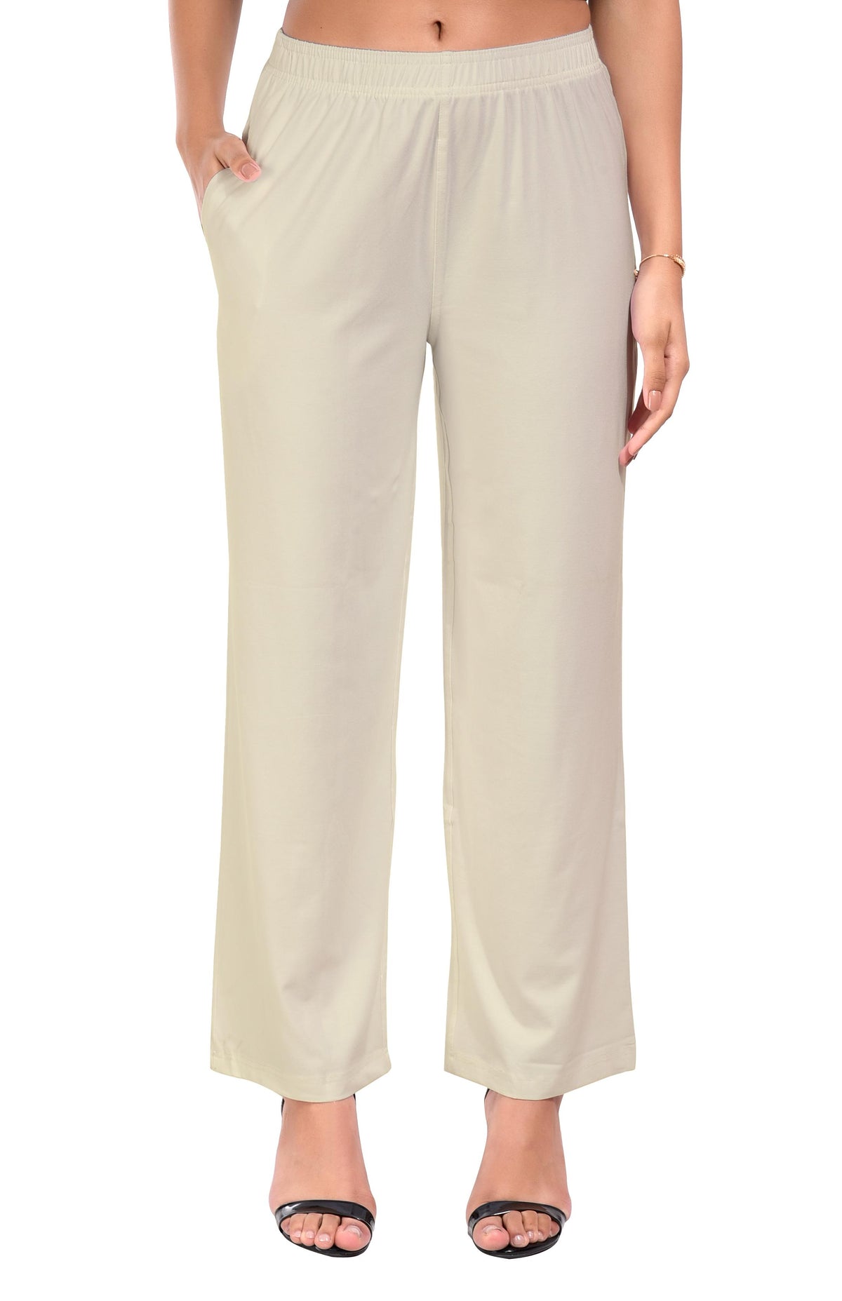 Kerela Cream Wide Leg Pocket Pant for Women