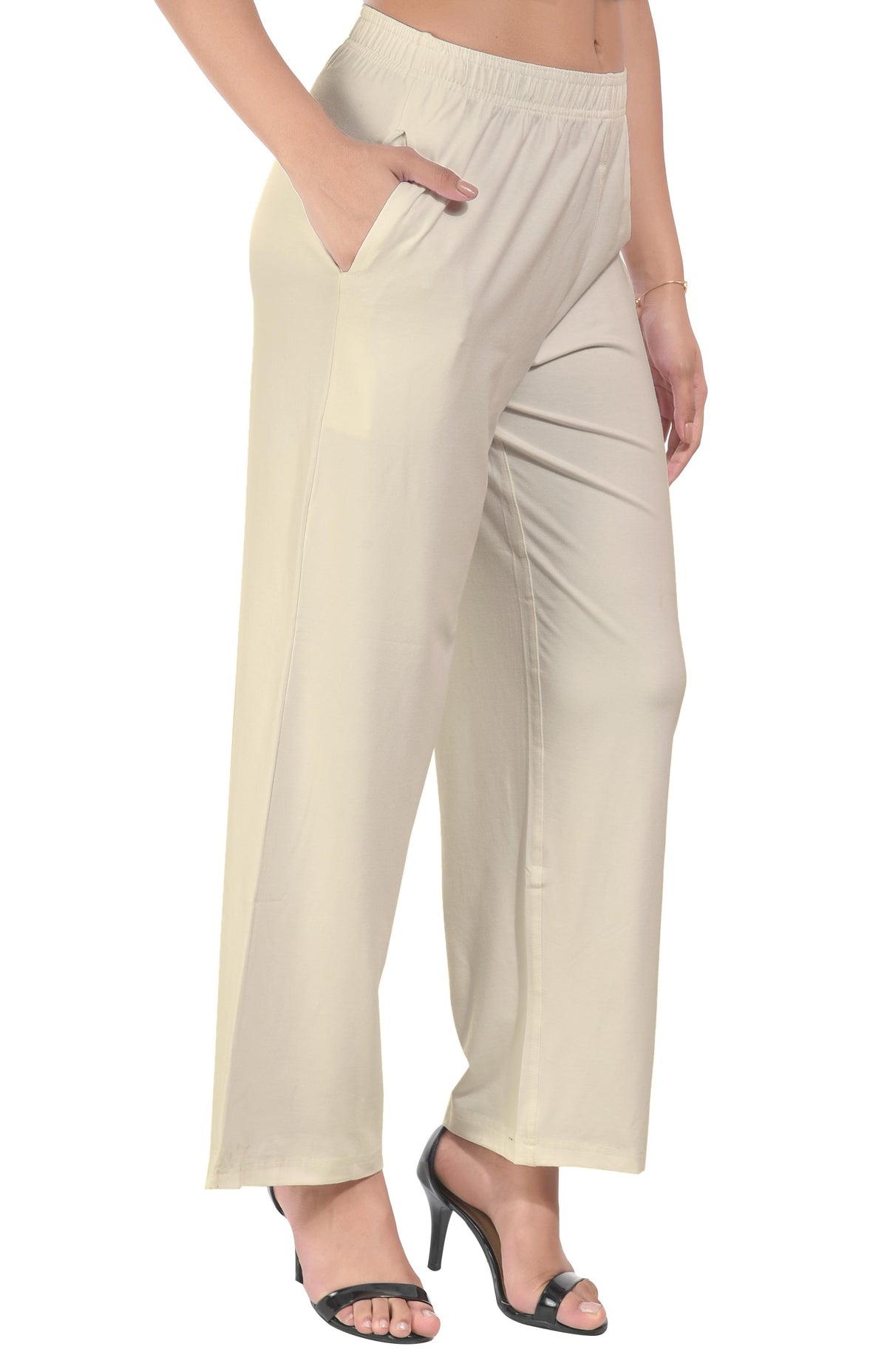 Kerela Cream Wide Leg Pocket Pant for Women