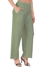 Mehandi Green Wide Leg Pocket Pant for Women