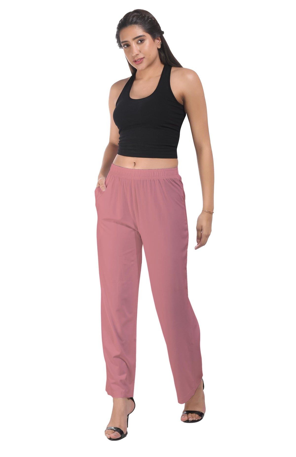 Dark Peach Wide Leg Pocket Pant for Women