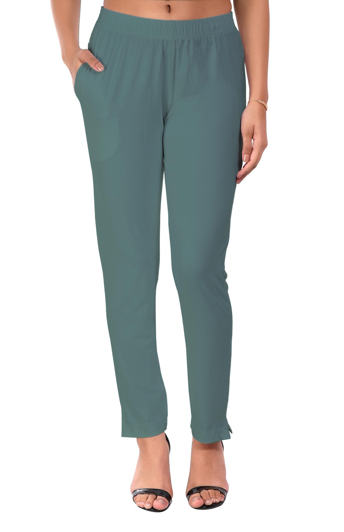 Dark Sea Green Pocket Pants for Women
