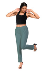 Dark Sea Green Pocket Pants for Women