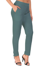 Dark Sea Green Pocket Pants for Women