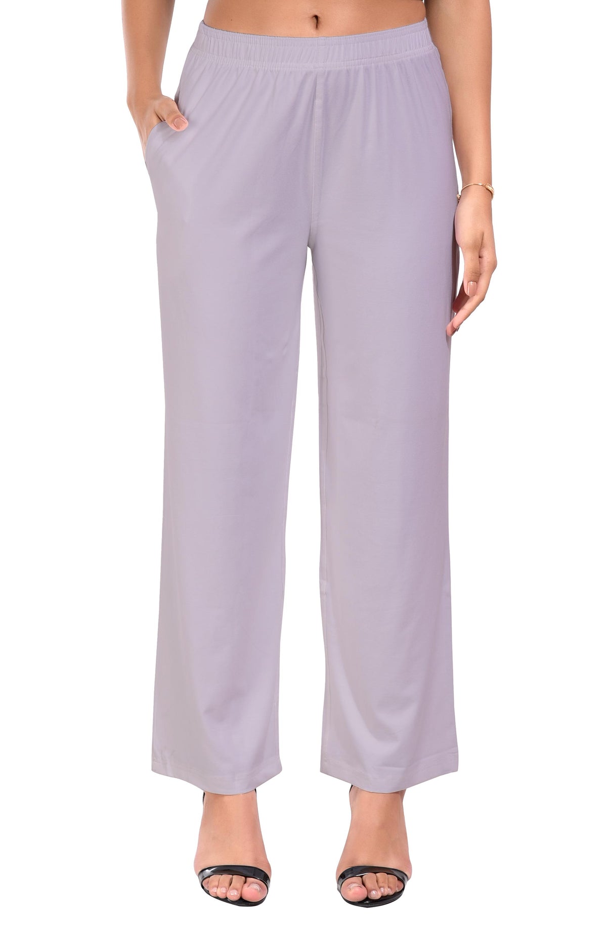 Steel Grey Wide Leg Pocket Pant for Women