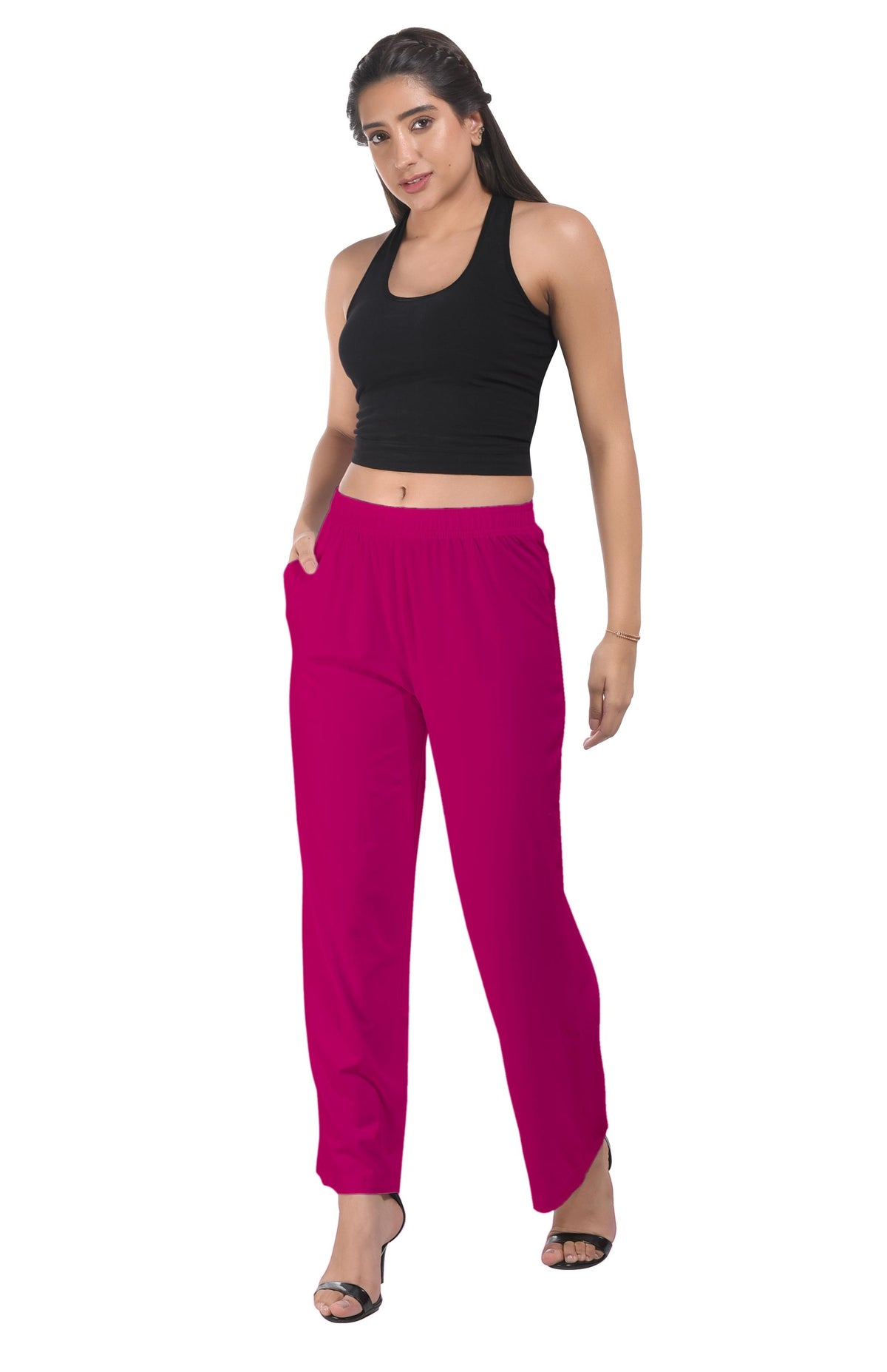 Rani Pink Wide Leg Pocket Pant for Women
