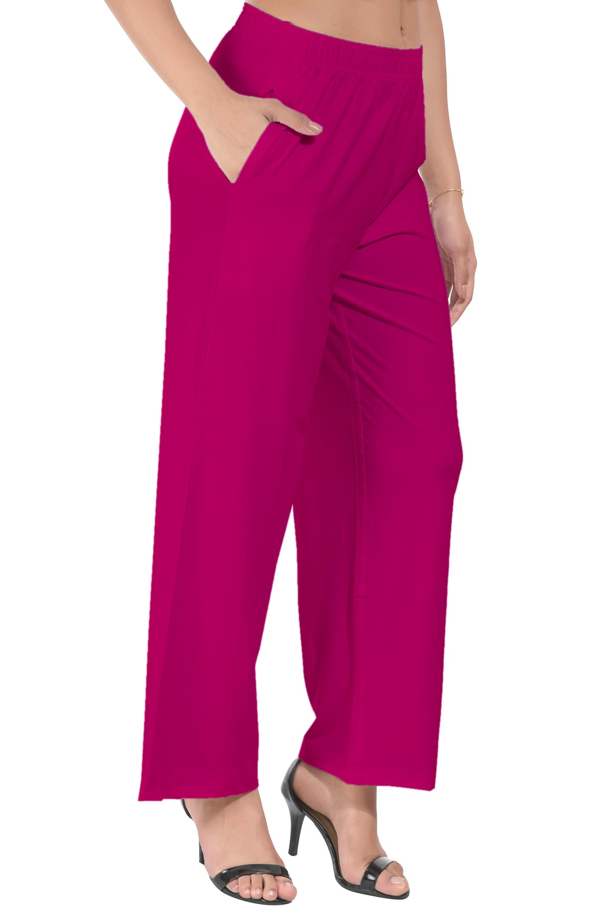 Rani Pink Wide Leg Pocket Pant for Women