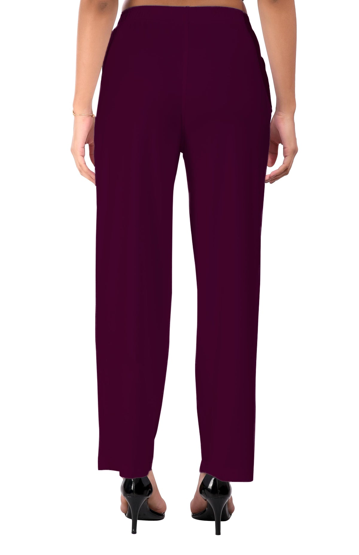 Wine Wide Leg Pocket Pant for Women