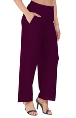 Wine Wide Leg Pocket Pant for Women