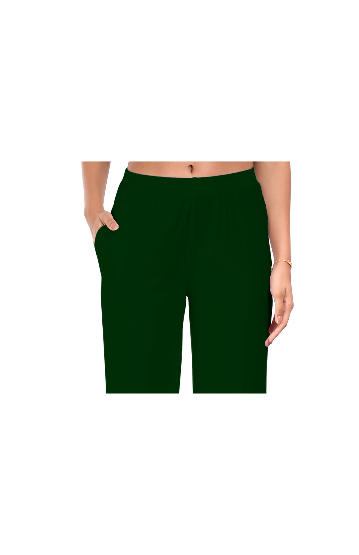 Bottle Green Wide Leg Pocket Pant for Women