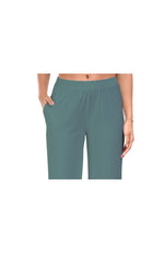 Dark Sea Green Wide Leg Pocket Pant for Women