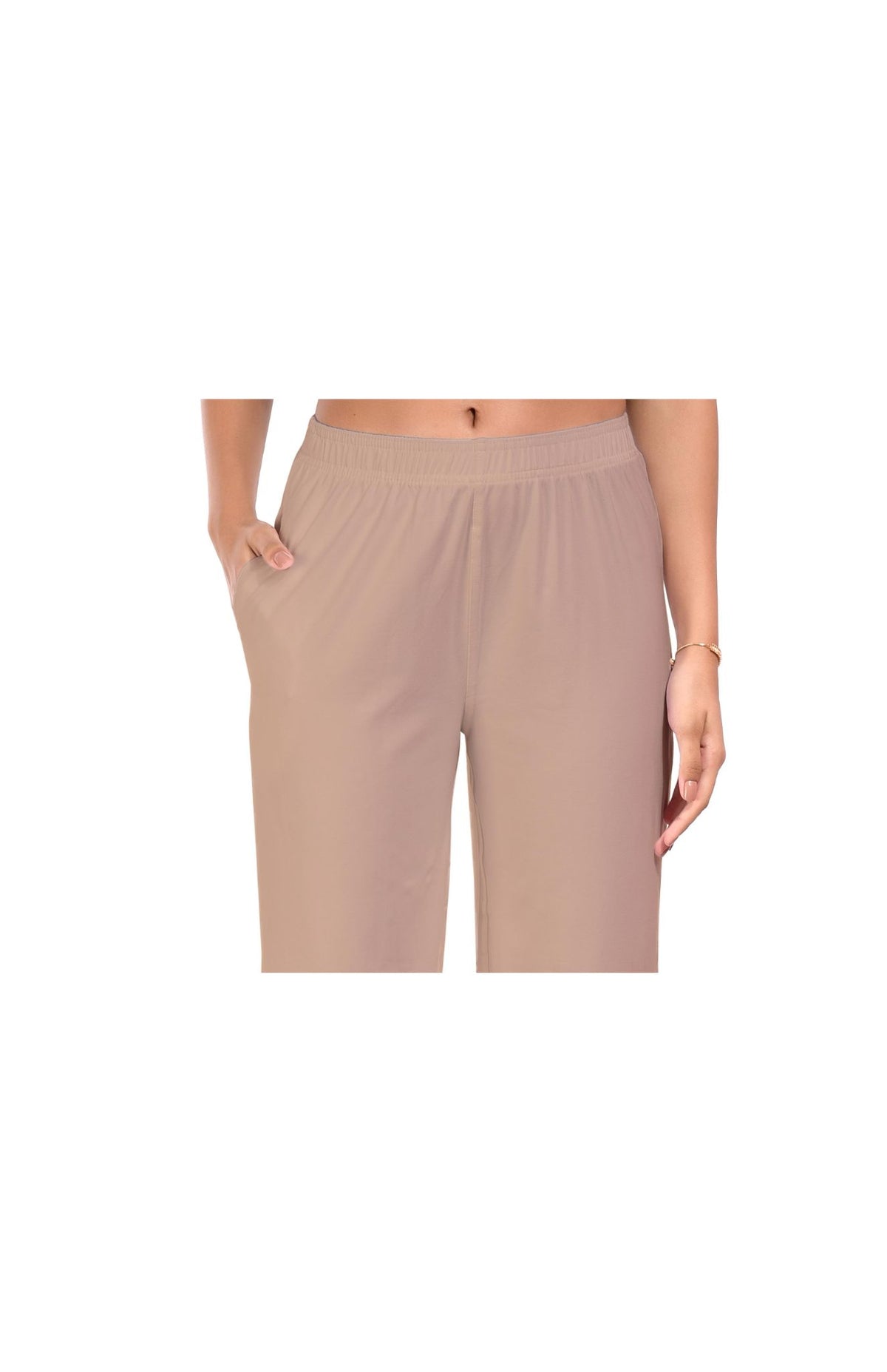 Beige Wide Leg Pocket Pant for Women