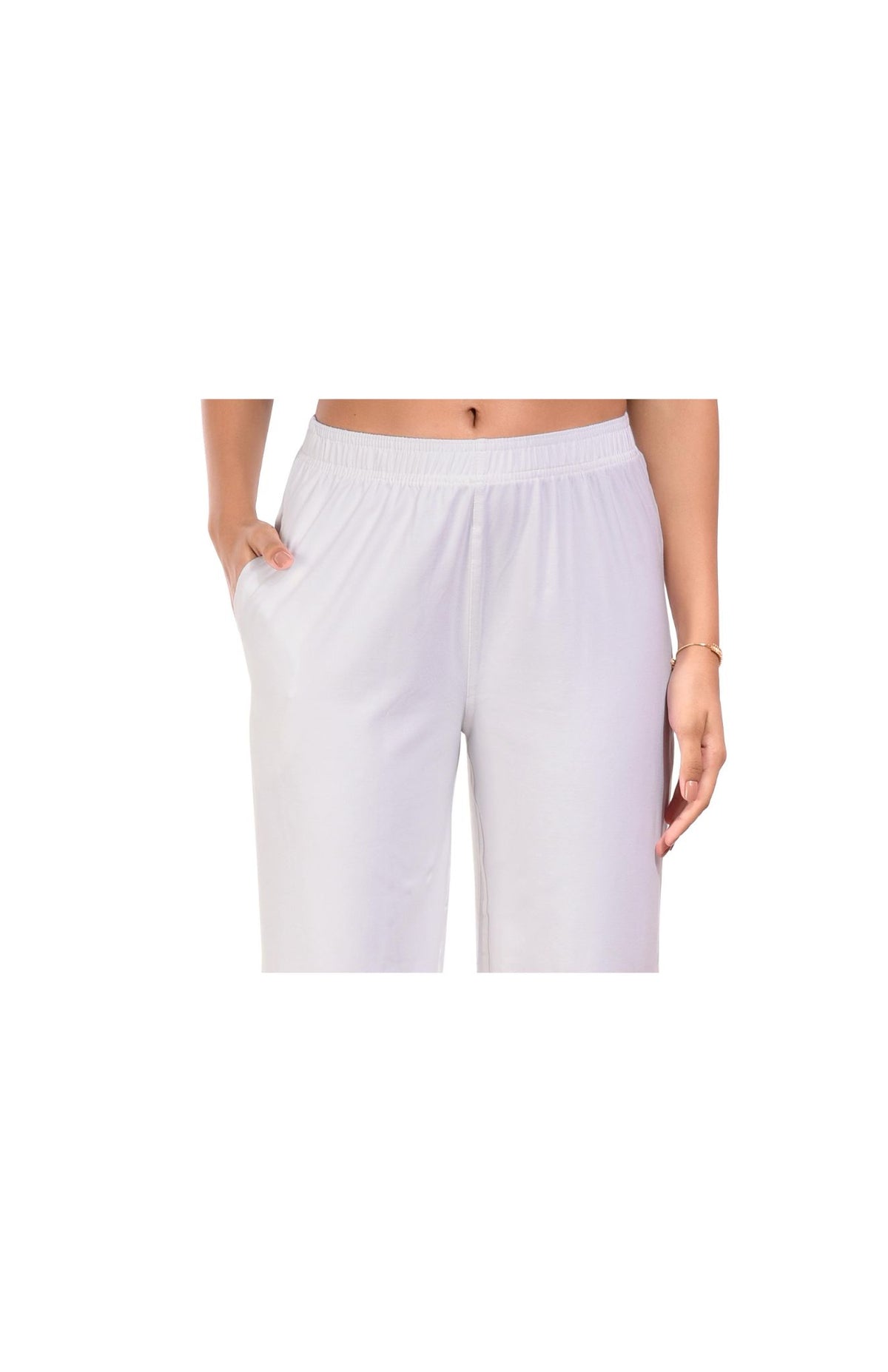 Cream Wide Leg Pocket Pant for Women